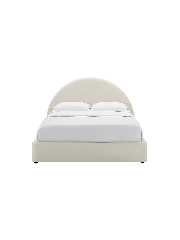 Lit Queen Size en velours Resorts, couleur crème