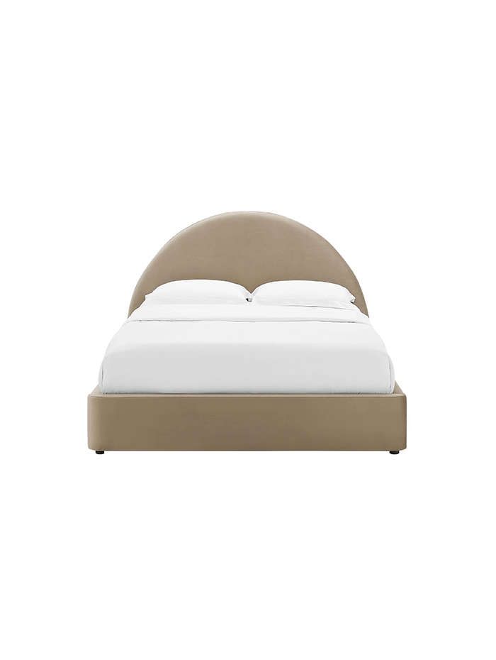 Lit Queen en velours Resorts, taupe