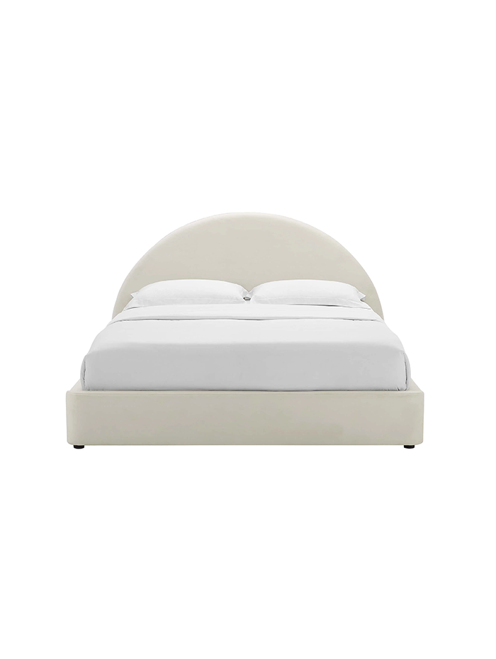Lit King Size en velours Resorts, couleur crème