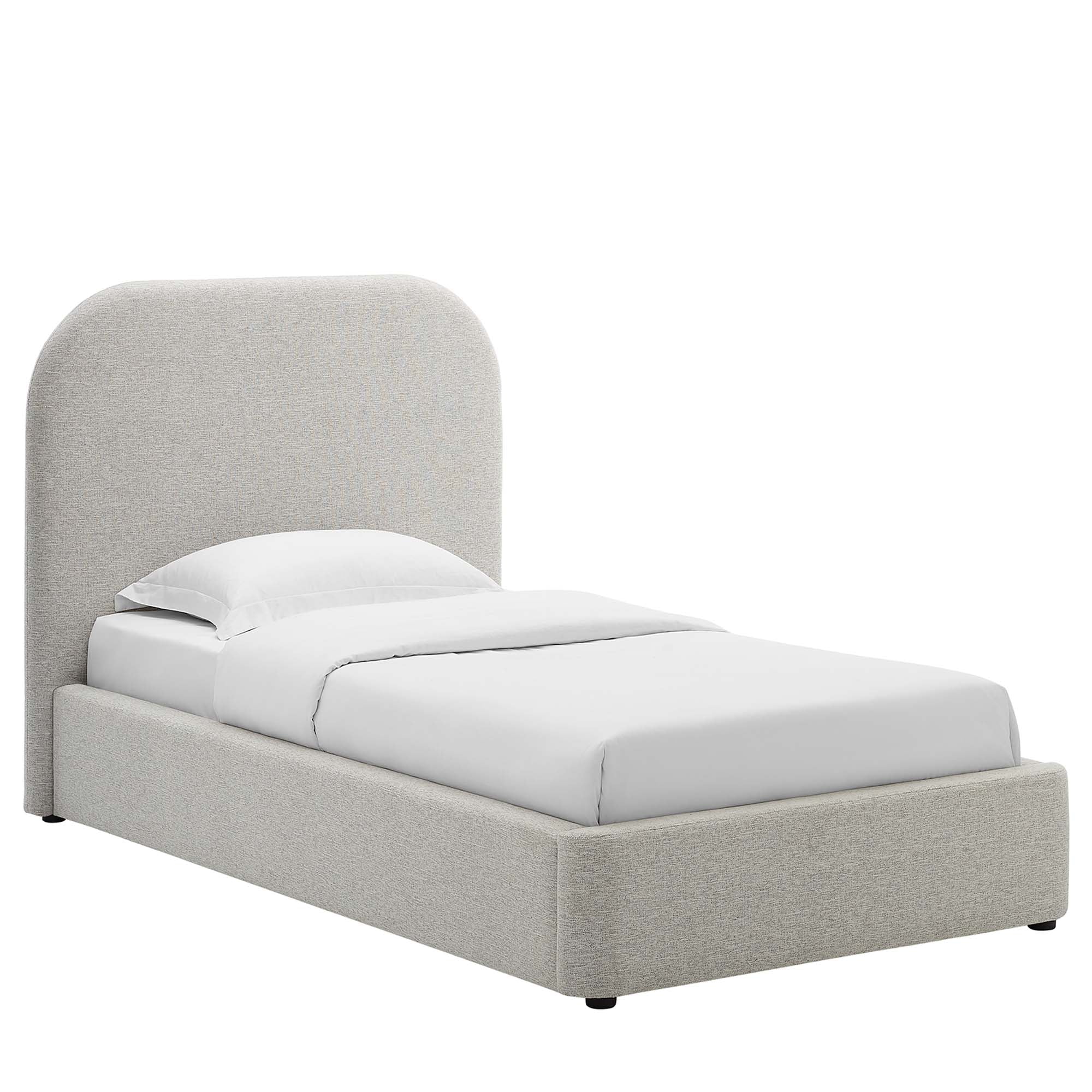 Lit simple rembourré Heather, gris clair