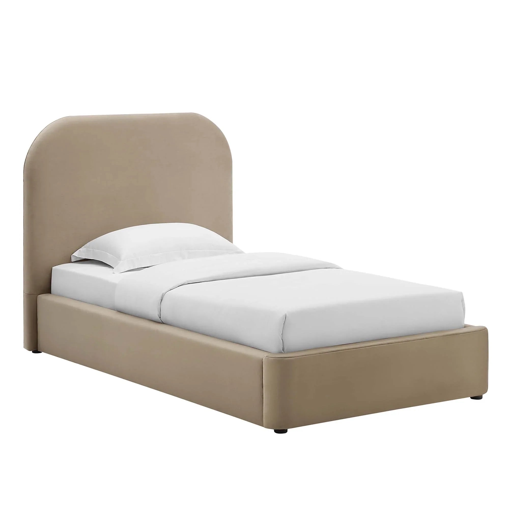 Lit simple en velours Heather, taupe