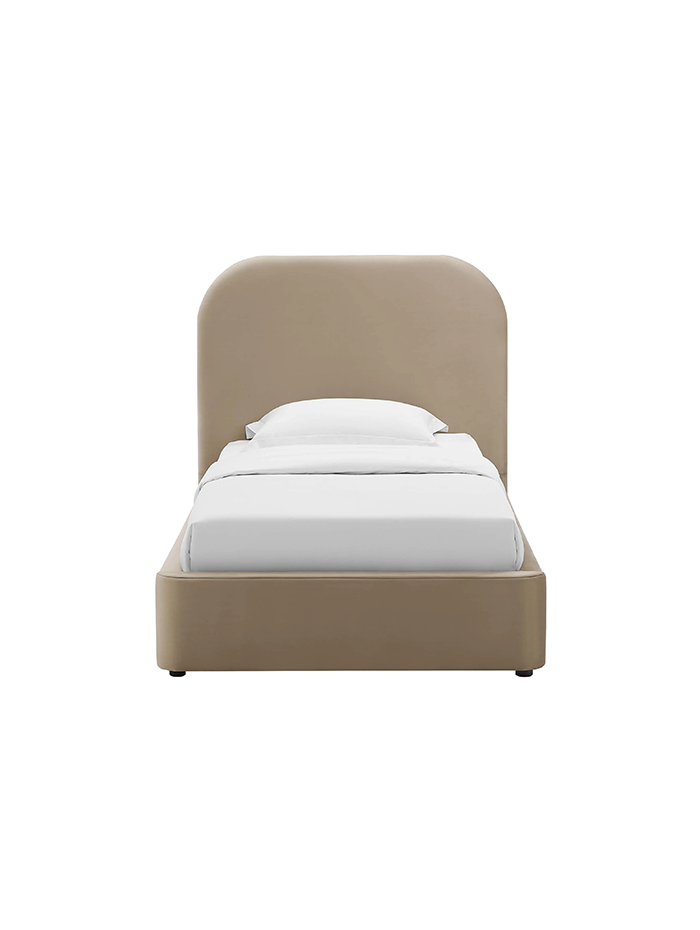 Lit simple en velours Heather, taupe