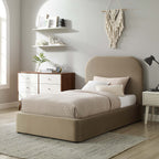 Lit simple en velours Heather, taupe