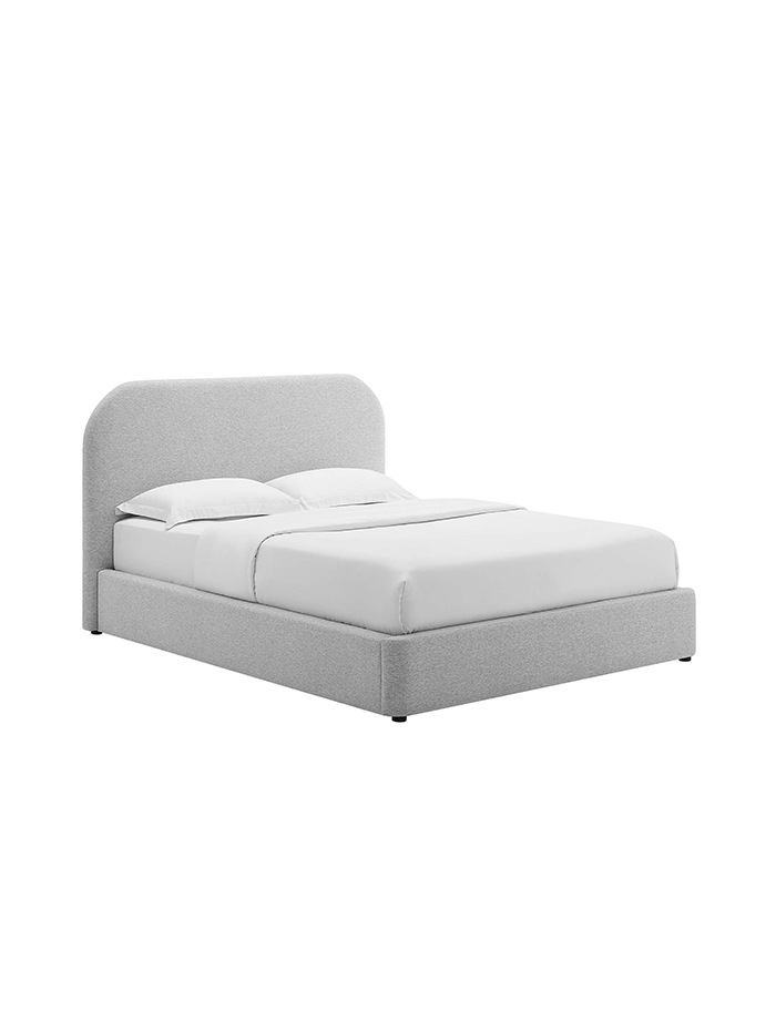 Lit double rembourré Heather, gris clair