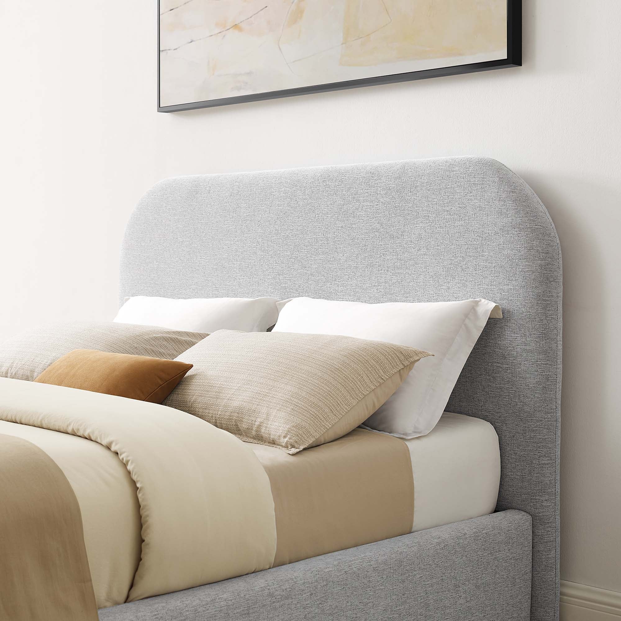 Lit double rembourré Heather, gris clair