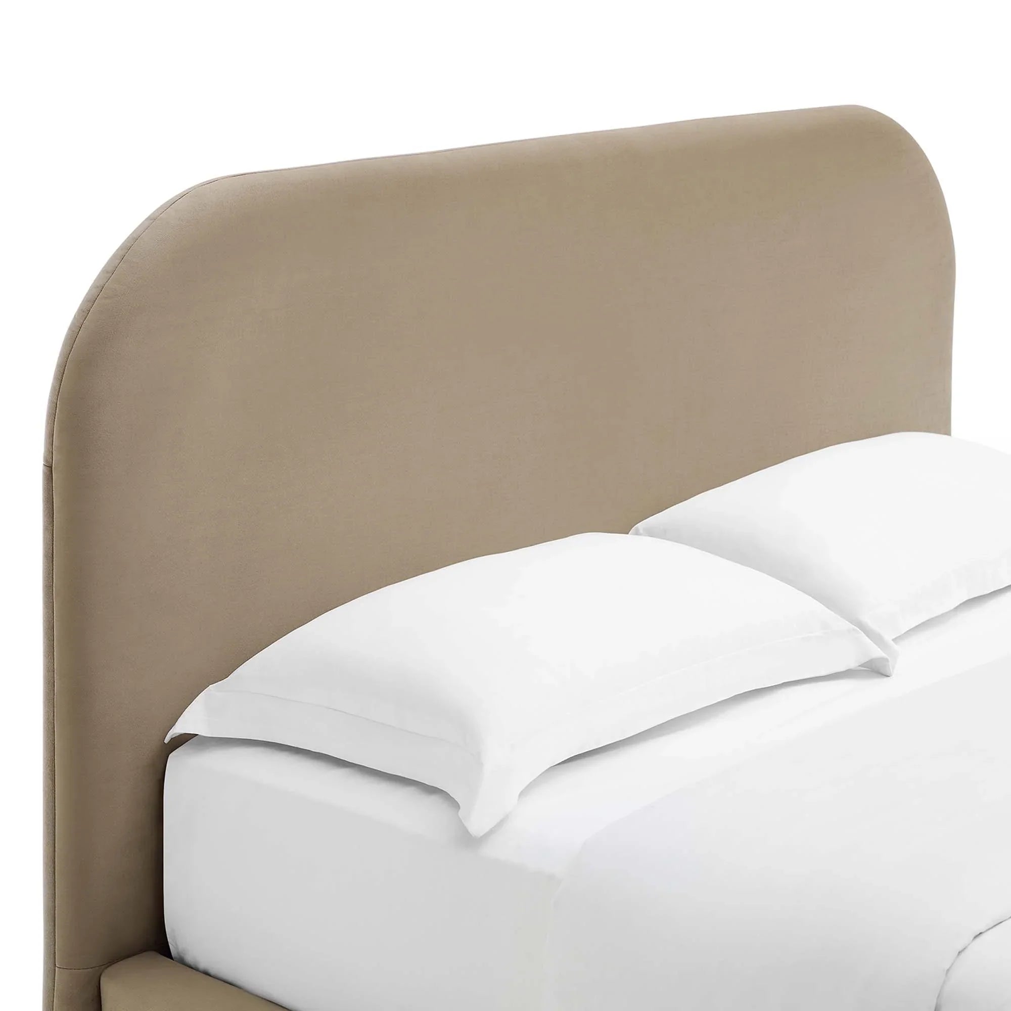 Lit double en velours Heather, taupe