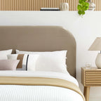 Lit double en velours Heather, taupe