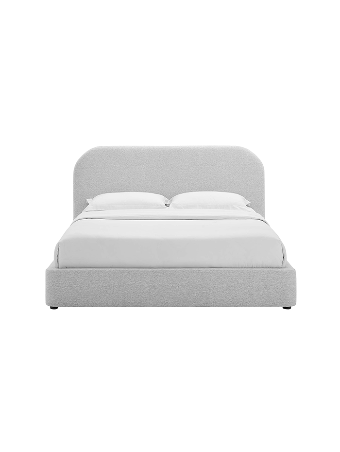 Lit king size rembourré Heather, gris clair
