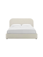 Lit king size en velours Heather, couleur crème