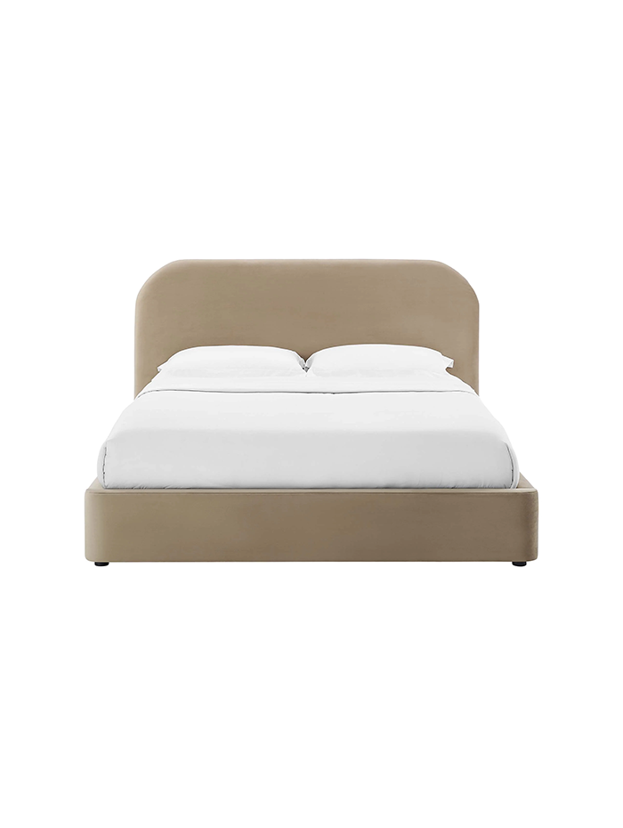 Lit king size en velours Heather, taupe
