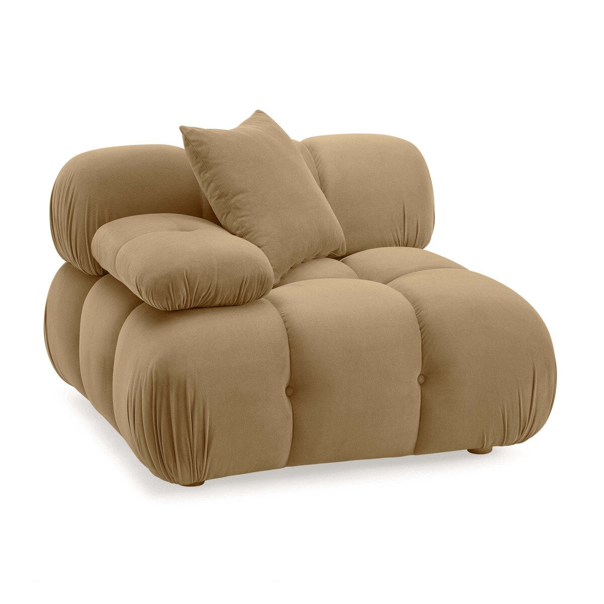 Chaise d'angle modulaire en velours Huggy Café Au Lait
