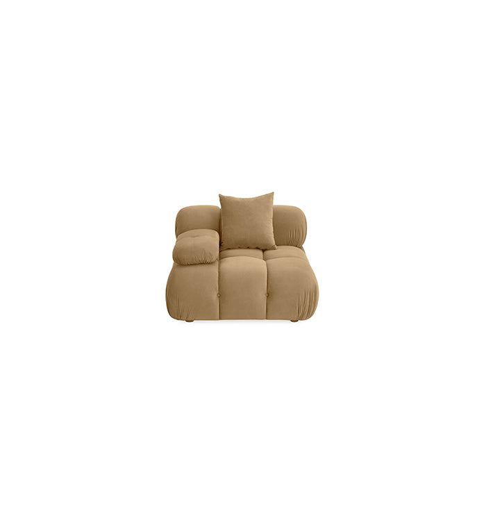 Chaise d'angle modulaire en velours Huggy Café Au Lait